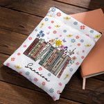 Personalisierte wasserdichte Frühling Wildblumen Buchhülle Abdeckung mit Buchtitel und Name zurück zu Schule Anerkennung Geschenk für Lehrer Lesen Lie