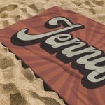 Gepersonaliseerd Super Absorberend Sneldrogend Zacht Groovy Retro Multicolor Strandlaken met Naam Zomerfeest Verjaardagscadeau voor haar