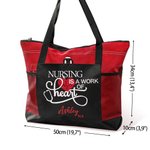 Personalisierte Leinwand Tragetasche mit Reißverschluss Große Kapazität Zitat “Nursing is a Work of Heart” für Krankenschwester