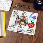 Personalised Fun Cartoon Pencil Apple Teach Love Inspire Non-slip Mouse Pad with Name Appreciation Back to School Gift for Teacher