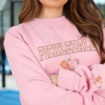 Personalized Retro Flower Pickleball Paddles Design Crewneck T-Shirt Sweatshirt with Name Ball Game Birthday Gift for Pickleball Lover