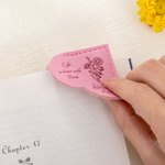 Personalised Heart-Shaped Birth Flower Book Leather Bookmark with Name and Text Birthday Graduation Gift for Book Lover