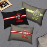 Personalized Fire Fighting Logo Stripe Throw Pillow Cover with Name Housewarming Graduation Gift for Firefighters