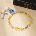 Personalizada Foto Birthstone Auto Car Rosario pulsera con colgante de la Cruz Memorial regalo para la familia amigo