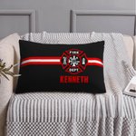 Personalized Fire Fighting Logo Stripe Throw Pillow Cover with Name Housewarming Graduation Gift for Firefighters