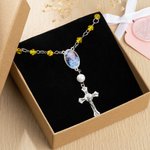 Personalizada Foto Birthstone Auto Car Rosario pulsera con colgante de la Cruz Memorial regalo para la familia amigo