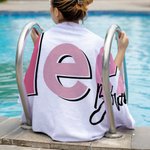 Personalised Colourful Name Beach Towel Super Absorbent Quick Dry Sand Free Summer Vacation Birthday Party Gift for Girl Woman