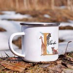 Henkilökohtainen söpö kirahvi seepra tiikeri 11oz emali kuppi nimi ja Initial syntymäpäivä vuosipäivä lahja lapselle