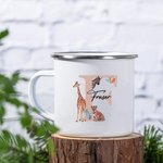 Henkilökohtainen söpö kirahvi seepra tiikeri 11oz emali kuppi nimi ja Initial syntymäpäivä vuosipäivä lahja lapselle