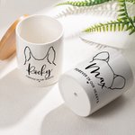 Personalised Forever in Our Hearts Dog Ears Design Ceramic Plant Pot with Bamboo Base and Name Memorial Gift for Loss of Dog