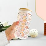 Gepersonaliseerde Retro Flower Pickleball Paddle 20oz Frosted Glass Tumbler met Naam Deksel en Rietje Verjaardag Sport Accessoire Gift voor Pickleball