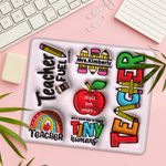 Gepersonaliseerde 3D Effect Apple Pencil Regenboog Teach Love Inspire Antislip Muismat met Naam Verjaardag Lerarendag Waardering Cadeau voor Leraar