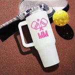 Gobelet Isotherme Personnalisé avec Monogramme Bicolore à Motif Pickleball Tumbler de Grande Capacité Cadeau Anniversaire pour Amateur de Pickleball