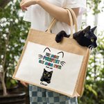 Personalised The Most Purrfect Cat Mom Ever Jute Tote Bag with Front Pocket and 1-6 Cat's Name Birthday Travel Accessory Gift for Cat Lover