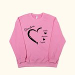 Personalisierte Oma Herz Schweiß Paw Prints Crewneck T-shirt Sweatshirt mit 1-10 Kind Namen Geburtstag Muttertag Geschenk für sie