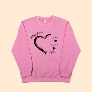 T-Shirt Sweatshirt Personnalisé avec Titre et Noms des Enfants Motif Coeur Patte Cadeau Anniversaire Fête des Mères pour Femme