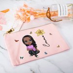 Personalizado Personaje de Dibujo Neceser de Lino con Flor de Nacimiento y Nombre Accesorio de Viaje Cumpleaños Fiesta Nupcial Regalo para Mujer Chica
