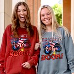Personlig Röd Vit Blå USA Flagga Bow Heart Letters 4th of July 1776 Sweatshirt med namn Amerikansk självständighetsdag Present till henne