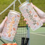 Gepersonaliseerde Retro Flower Pickleball Paddle 20oz Frosted Glass Tumbler met Naam Deksel en Rietje Verjaardag Sport Accessoire Gift voor Pickleball