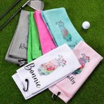Personalizada Palos de Golf de Colores Toalla Waffle de Golf Absorbe el Sudor con Clip para Colgar Nombre Regalo de Cumpleaños para los Amantes del Go