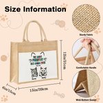 Personalised The Most Purrfect Cat Mom Ever Jute Tote Bag with Front Pocket and 1-6 Cat's Name Birthday Travel Accessory Gift for Cat Lover