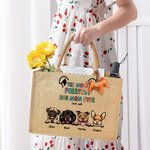 Personalisierte Die meisten Purrfect Hund Mama jemals Jute Tote Tasche mit 1-6 Hundenamen große Kapazität Geburtstag Reisezubehör Geschenk für Hundeliebhaber