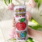 Personalisierte 3D aufgeblasenen Effekt Apple Pencil Rainbow Design 20oz Skinny Becher mit Namen Deckel und Stroh Wertschätzung Teacher's Day Geschenk