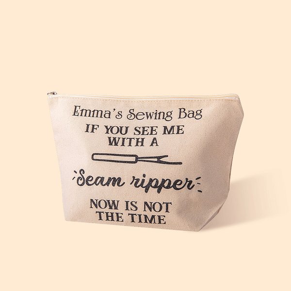 Personalised 100% Cotton Knitting Queen Crochet Sewing Accessory Bag with Name Birthday Crafting On-the-Go Gift for Sewing Lovers