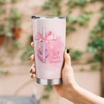 Gobelet Isotherme Personnalisé avec Nom Initiales et Motif Nœud Papillon Coquette Rose Bouteille avec Paille et Brosse Cadeau Anniversaire pour Femme