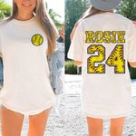 Maglietta personalizzata Softball 100% cotone per bambini adulti con nome e numero Regalo di compleanno per gli amanti dello sport del softball