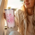 Gobelet Isotherme Personnalisé avec Nom Initiales et Motif Nœud Papillon Coquette Rose Bouteille avec Paille et Brosse Cadeau Anniversaire pour Femme