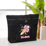 Personalized Pink Coquette Bow Pencil Design Tote Bag with Name Large Capacity Travel Accessory Teacher's Day Appreciation Gift for Teacher