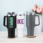 Personalized Multicolour Shadow Monogram Large Capacity 40oz Name Tumbler with Handle Lid and Straw Birthday Party Sport Gift for Her