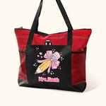 Personalized Pink Coquette Bow Pencil Design Tote Bag with Name Large Capacity Travel Accessory Teacher's Day Appreciation Gift for Teacher