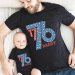 Personlig amerikansk flagga 1776 4 juli 100% bomull Baby Onesie Barn Vuxen T-shirt Matchande Outfit med namn Independence Day Present till familjen