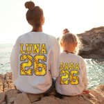 Personalised Softball Theme Kids Adult Sweatshirt with Name and Number Softball Game Birthday Gift for Softball Sport Lovers