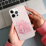 Personalised Pink Coquette Bow Tie Cross Phone Case for iPhone with Name and Initial Birthday Gift for Her