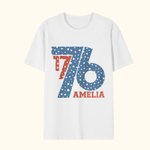 Personlig amerikansk flagga 1776 4 juli 100% bomull Baby Onesie Barn Vuxen T-shirt Matchande Outfit med namn Independence Day Present till familjen