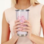 Gobelet Isotherme Personnalisé avec Nom Initiales et Motif Nœud Papillon Coquette Rose Bouteille avec Paille et Brosse Cadeau Anniversaire pour Femme