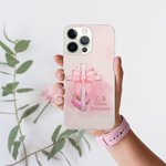 Personalised Pink Coquette Bow Tie Cross Phone Case for iPhone with Name and Initial Birthday Gift for Her