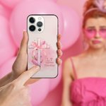 Personalised Pink Coquette Bow Tie Cross Phone Case for iPhone with Name and Initial Birthday Gift for Her