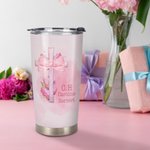 Gobelet Isotherme Personnalisé avec Nom Initiales et Motif Nœud Papillon Coquette Rose Bouteille avec Paille et Brosse Cadeau Anniversaire pour Femme
