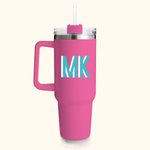 Personalized Multicolour Shadow Monogram Large Capacity 40oz Name Tumbler with Handle Lid and Straw Birthday Party Sport Gift for Her
