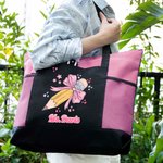 Personalized Pink Coquette Bow Pencil Design Tote Bag with Name Large Capacity Travel Accessory Teacher's Day Appreciation Gift for Teacher