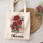 Sac à main en toile avec nom pour la fête des mères Cadeau d'anniversaire pour les femmes