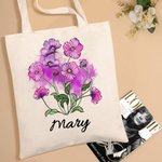 Sac à main en toile avec nom pour la fête des mères Cadeau d'anniversaire pour les femmes