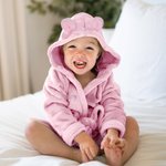 Personalised Soft Skin-friendly Elephant Fleece Baby Sleepwear Dressing Gown with Bear Ears and Embroidery Name Gift for Newborn