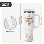 Gepersonaliseerde Retro Flower Pickleball Paddles 40oz Name Tumbler met rietje en handvat Verjaardag Graduation Gift voor sportliefhebber