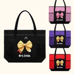 Bolsa de gran capacidad personalizada con lazo y nombre Día del Profesor Regalo de agradecimiento para un profesor