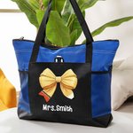 Bolsa de gran capacidad personalizada con lazo y nombre Día del Profesor Regalo de agradecimiento para un profesor